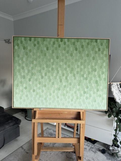 Green gradient petal textured art