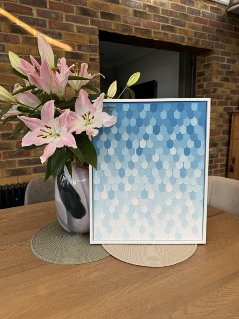 Blue gradient petal textured art